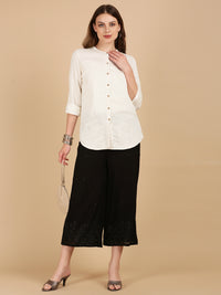 De Moza Women Woven Viscose Relaxed Fit Culottes with Functional Pockets Black