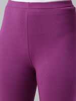 De Moza Ladies Ankle Length Leggings Solid Cotton Light Purple