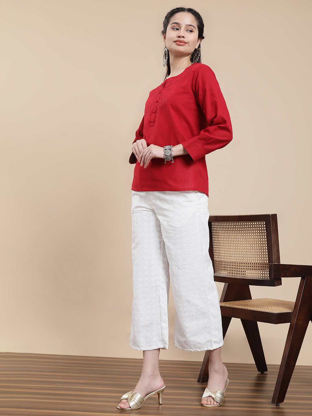 De Moza Women Casual Palazzo White