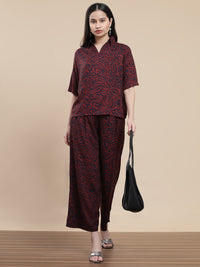 De Moza Women Co-ords with Pack of Palazzo & Top Maroon
