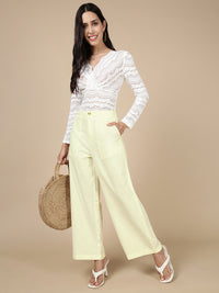 Wide Leg Bell Bottom Pant-Light Yellow