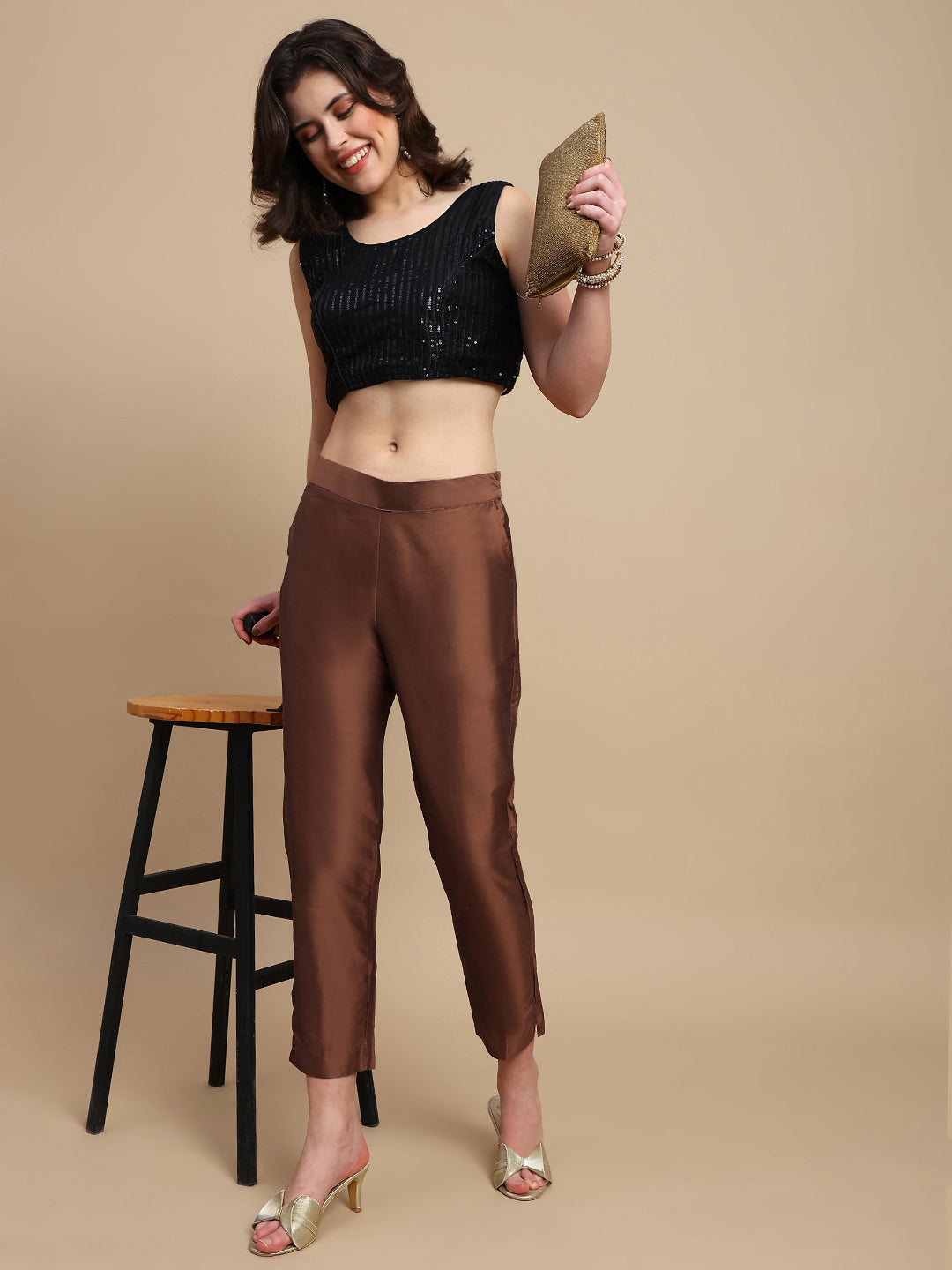 De Moza Women Casual Pants Bronze - De Moza