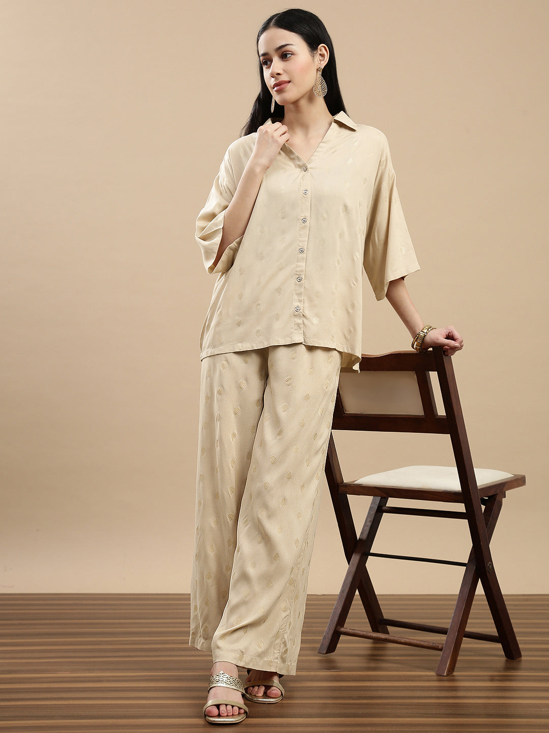 De Moza Women Festive Palazzo Beige