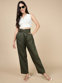 Paper Bag Pant-Dark Olive