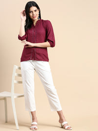 De Moza Women Shirt Top Burgundy