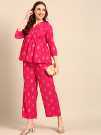 Palazzo All Over Print-Pink - De Moza