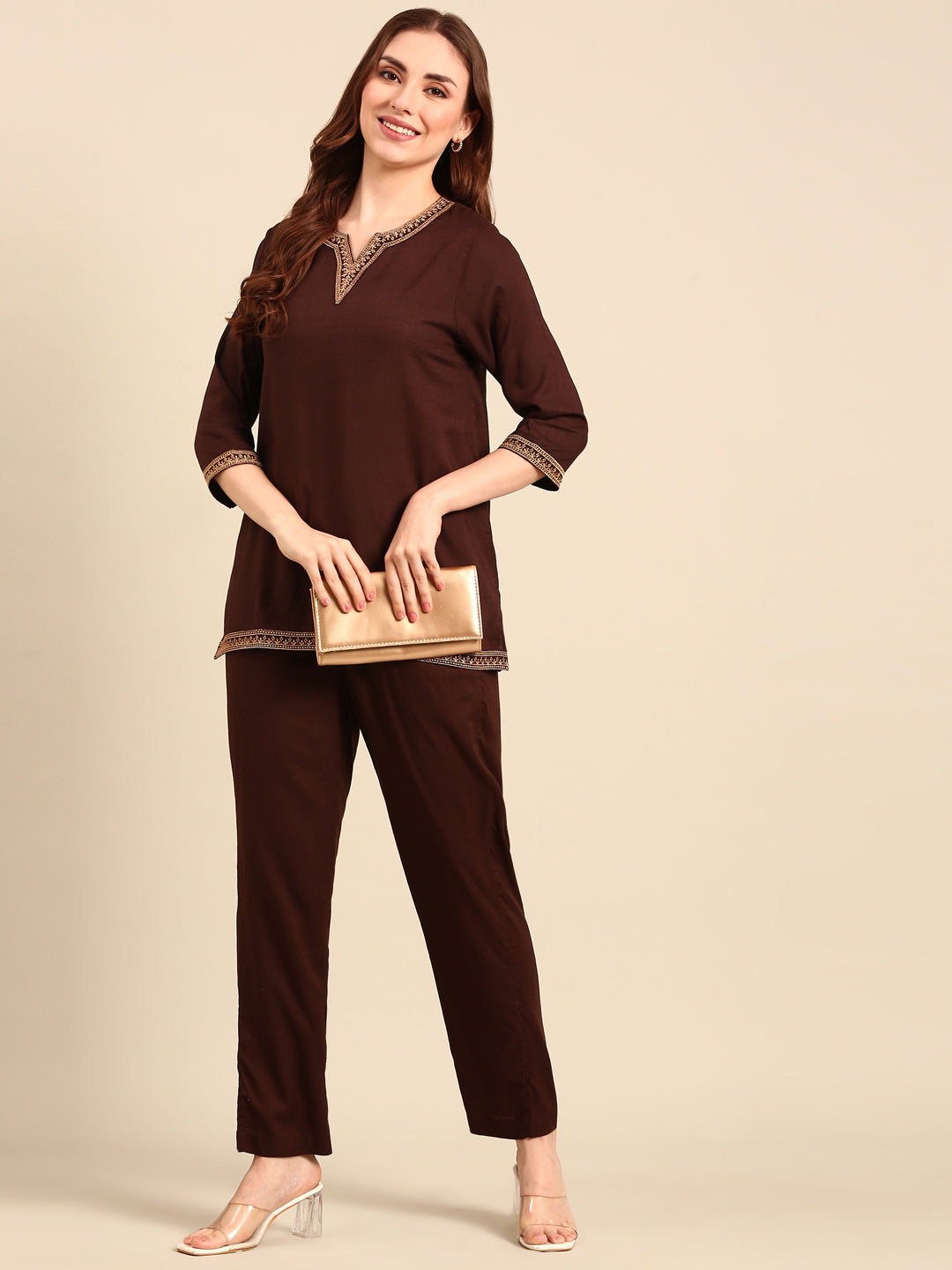 Straight Pant-Dark Brown - De Moza