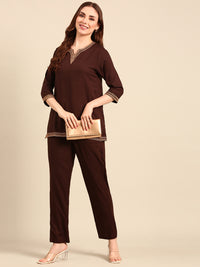Straight Pant-Dark Brown - De Moza