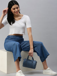 De Moza Women Culottes Mid Blue