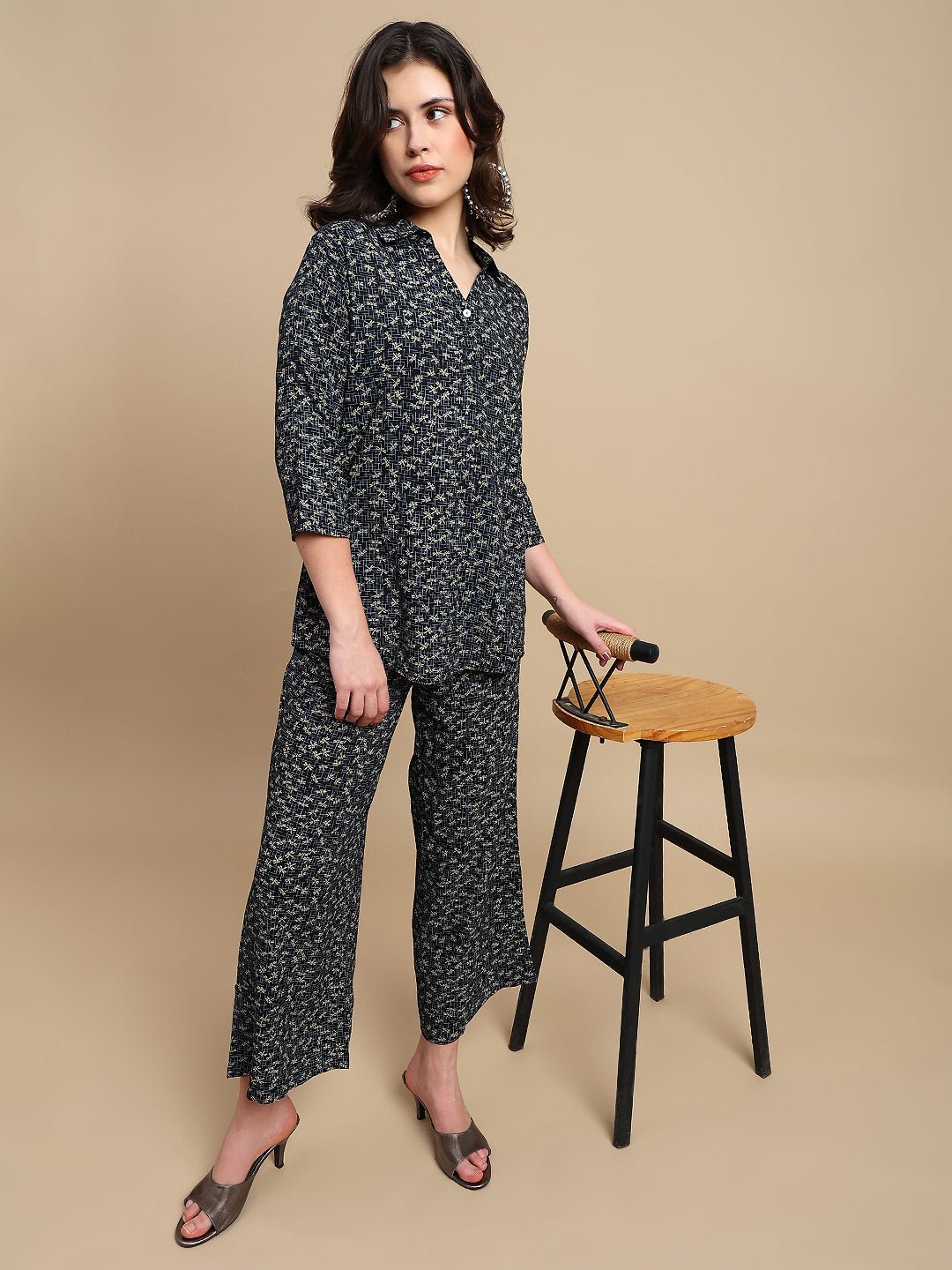 De Moza Women The Jiya Set (Top & Palazzo) - Black