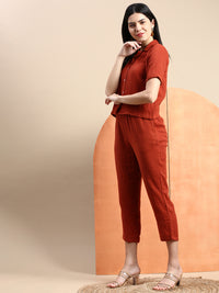 De Moza Women Crop Shirt Rust Orange