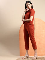 De Moza Women Crop Shirt Rust Orange