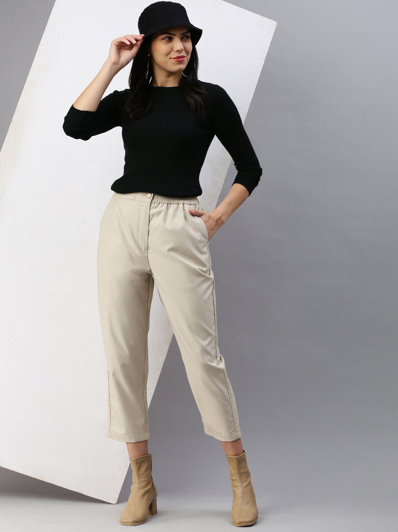 De Moza Women Formal Pant Beige