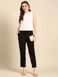 Straight Pant Printed-Black - De Moza