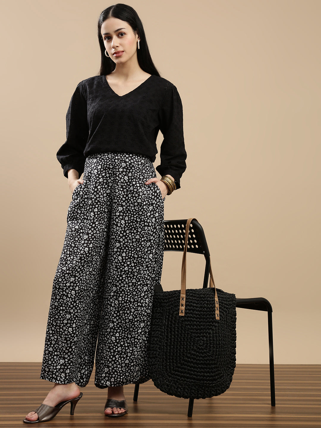 De Moza Women Casual Palazzo Black - De Moza