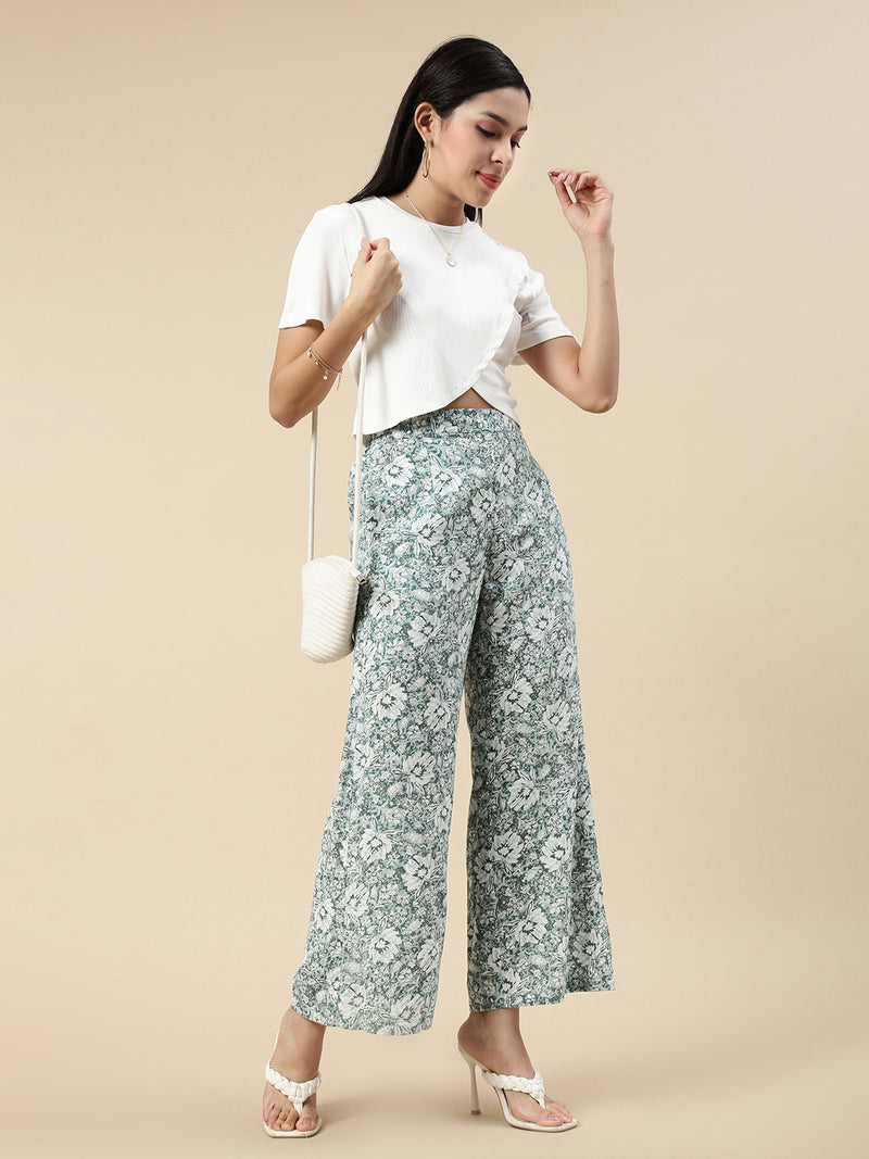Wide Leg Palazzo-Greyish Teal - De Moza