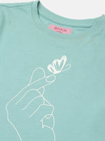 PIPIN Girls T-Shirt Solid Cotton Petrol - De Moza