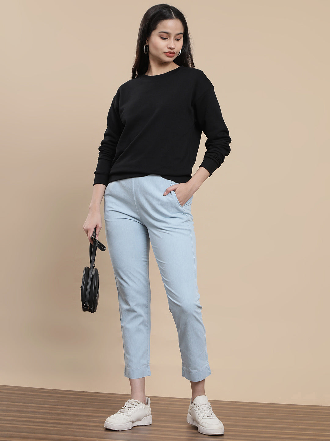 De Moza Women Casual Pants Ice Blue