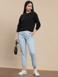 De Moza Women Casual Pants Ice Blue