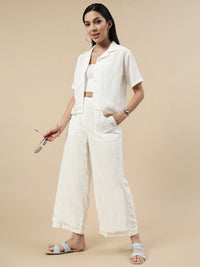 Co-Ord Set(Casual Top & Carpenter Pant)-Offwhite
