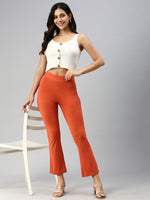 De Moza Women Tapered Pants Rust Orange