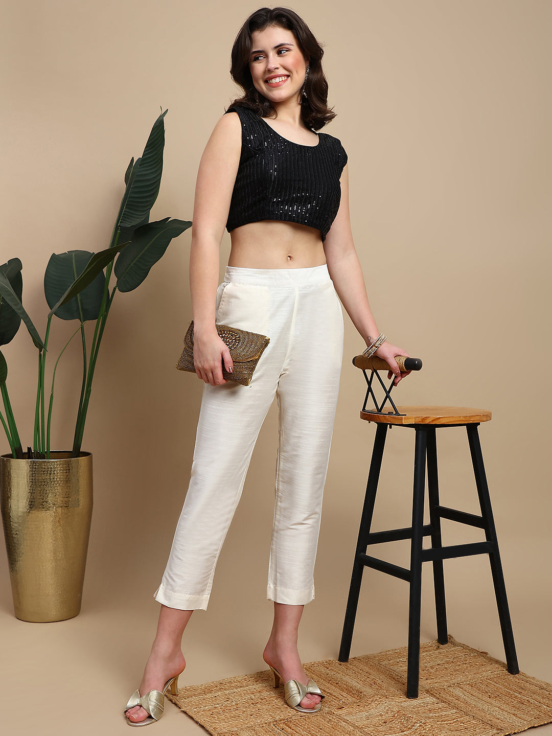 De Moza Women Casual Pants Offwhite - De Moza