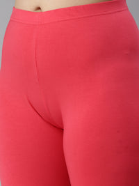 De Moza Ladies Ankle Length Leggings Solid Cotton Coral