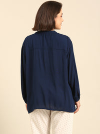 Top Embroidered-Indigo Blue - De Moza