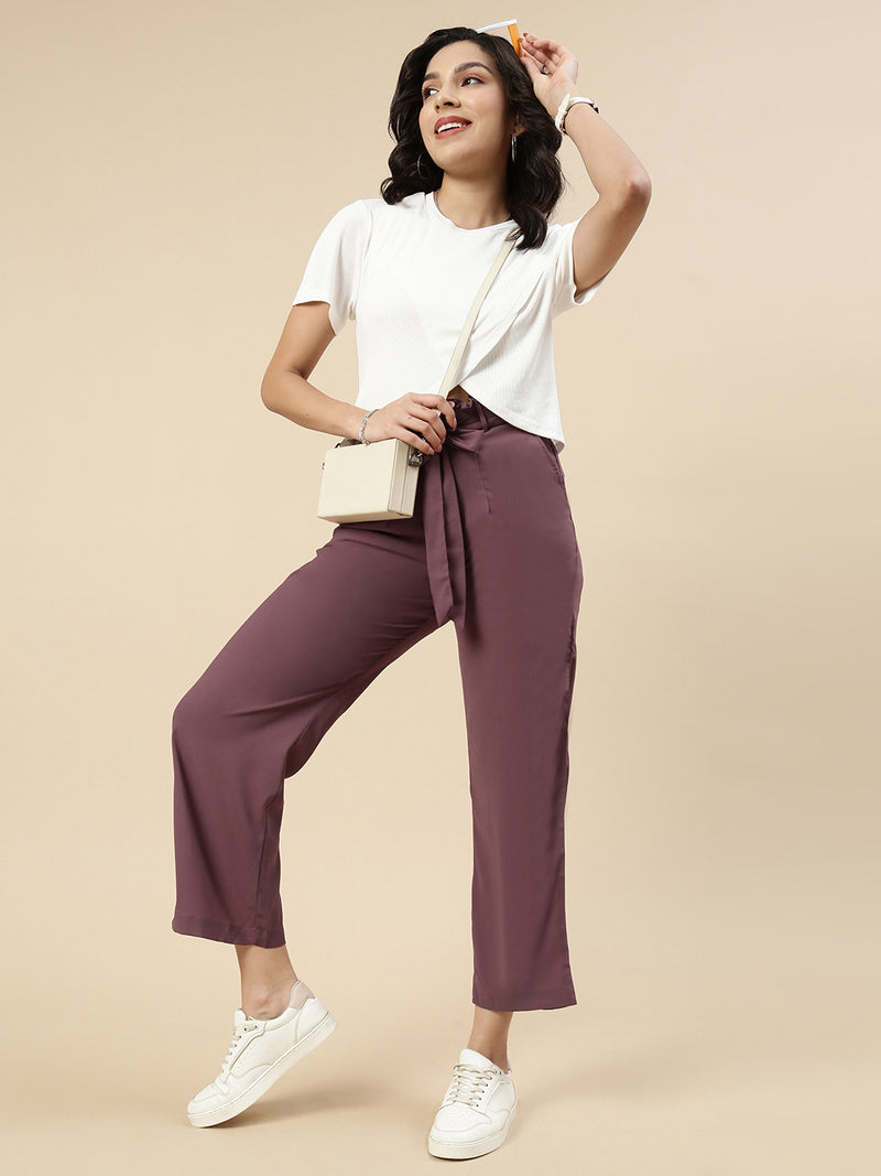 Tie-Up Pants-Plum