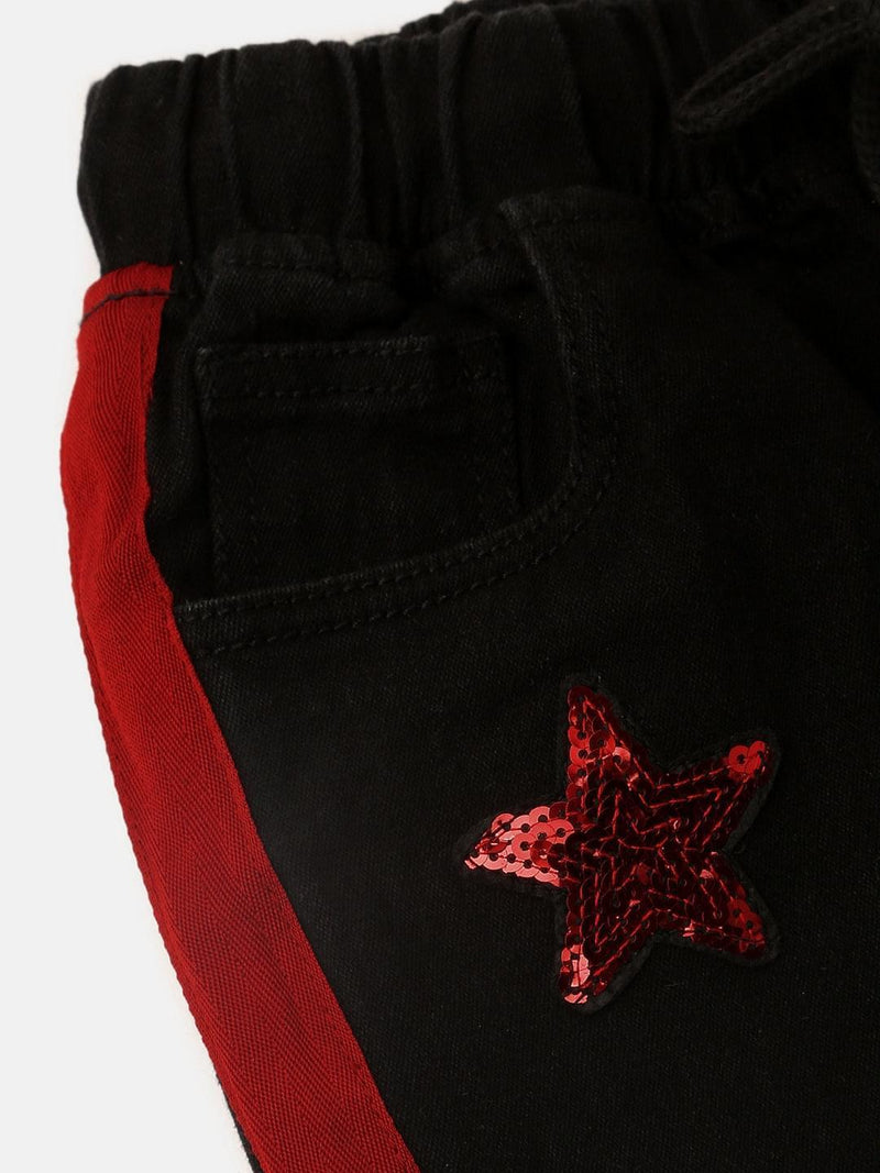 De Moza Girls Jeans Solid Denim Black - De Moza