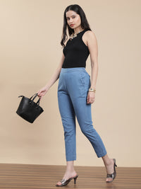 De Moza Women Casual Pants Mid Blue