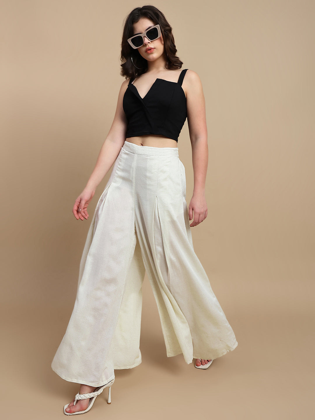 De Moza Women Casual Palazzo Natural - De Moza