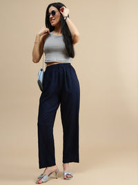 De Moza Women Casual Pants Dark Navy Blue