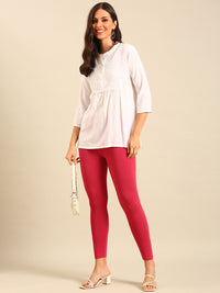 Ankle Length Leggings Viscose-Dark Pink - De Moza