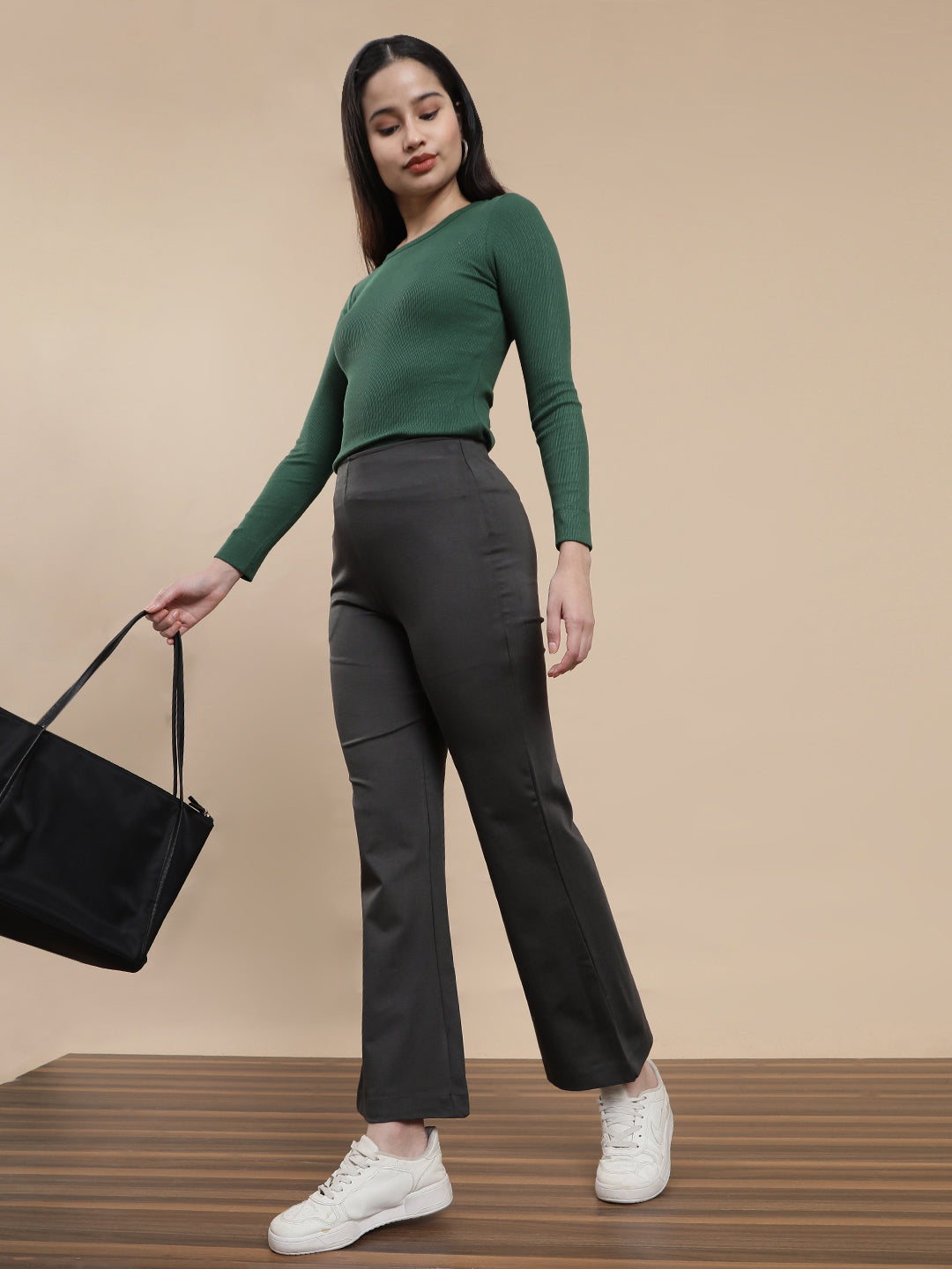 De Moza Women Casual Tregging Olive Green