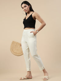 Casual Straight Pant-Cream