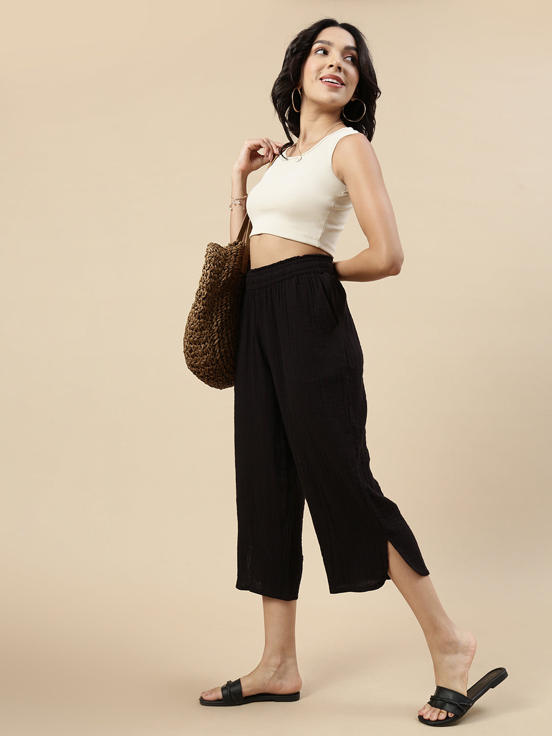Crop Palazzo-Black - De Moza