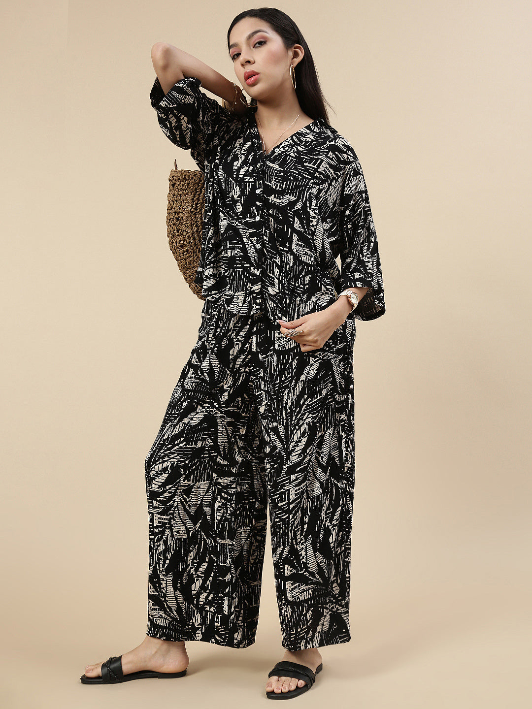 Co-ord Set (Top & Palazzo) - Black
