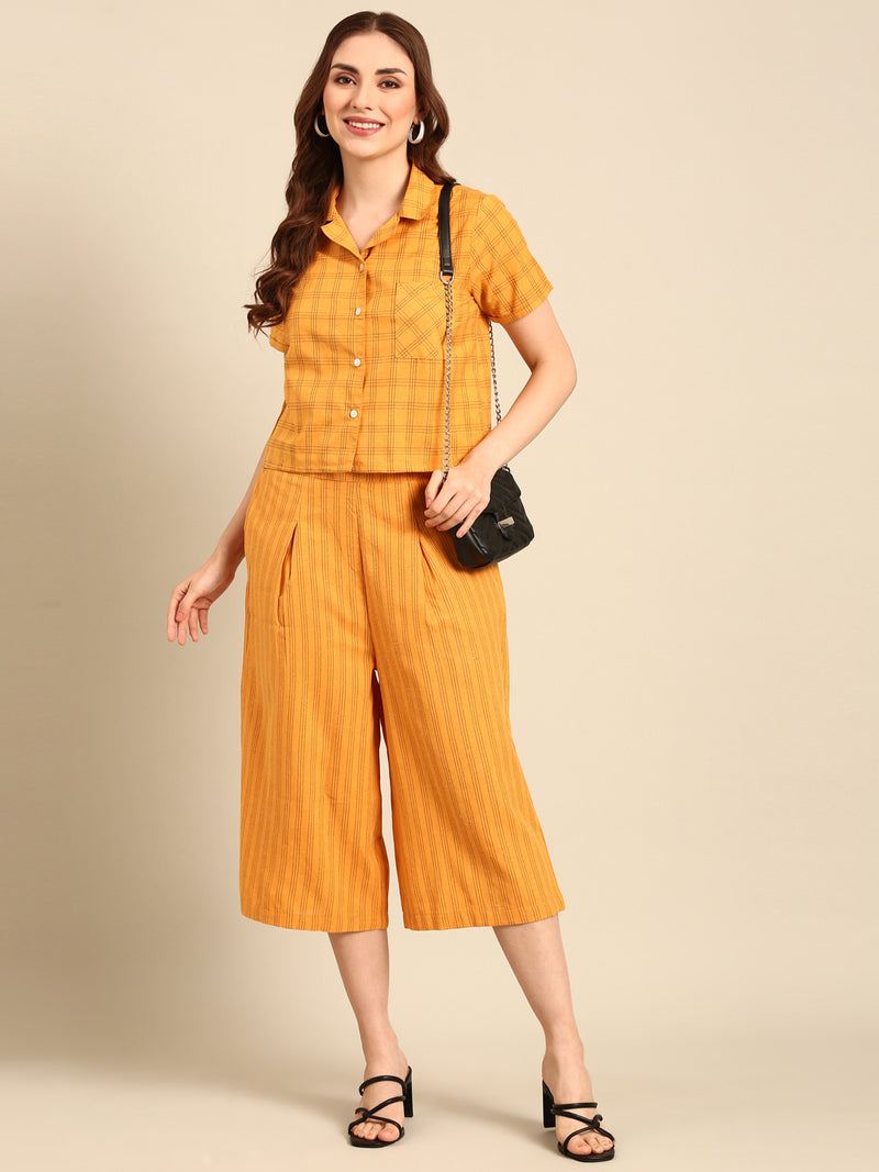 Culottes Stripped-Mustard - De Moza