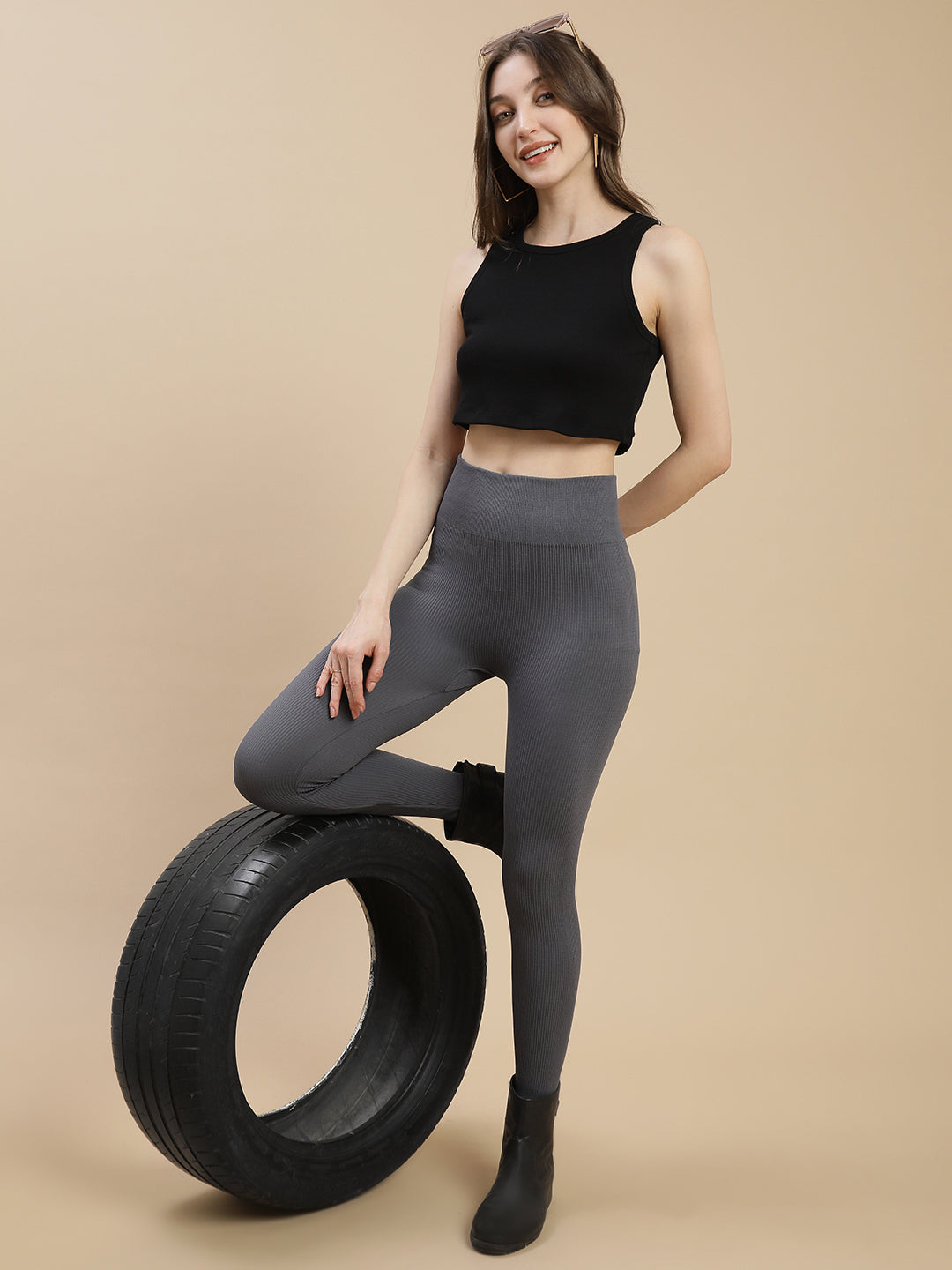 De Moza Women Winter Leggings Charcoal