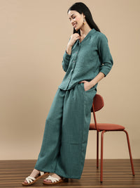 De Moza Women Casual Palazzo Dark Teal
