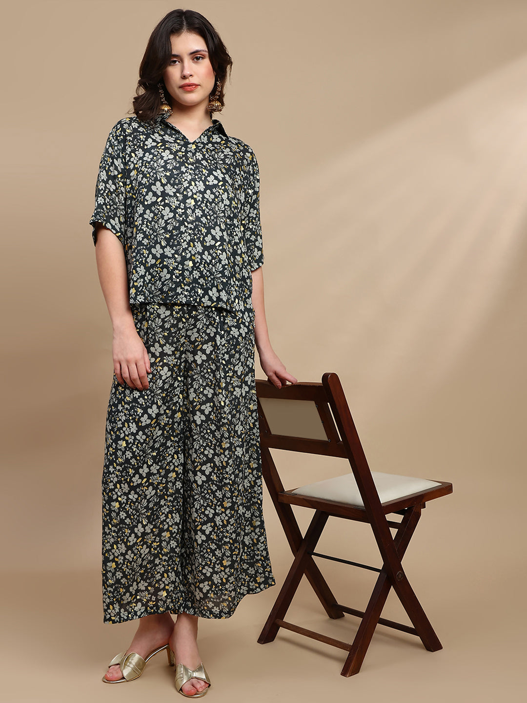 De Moza Women Festive Palazzo Grey - De Moza