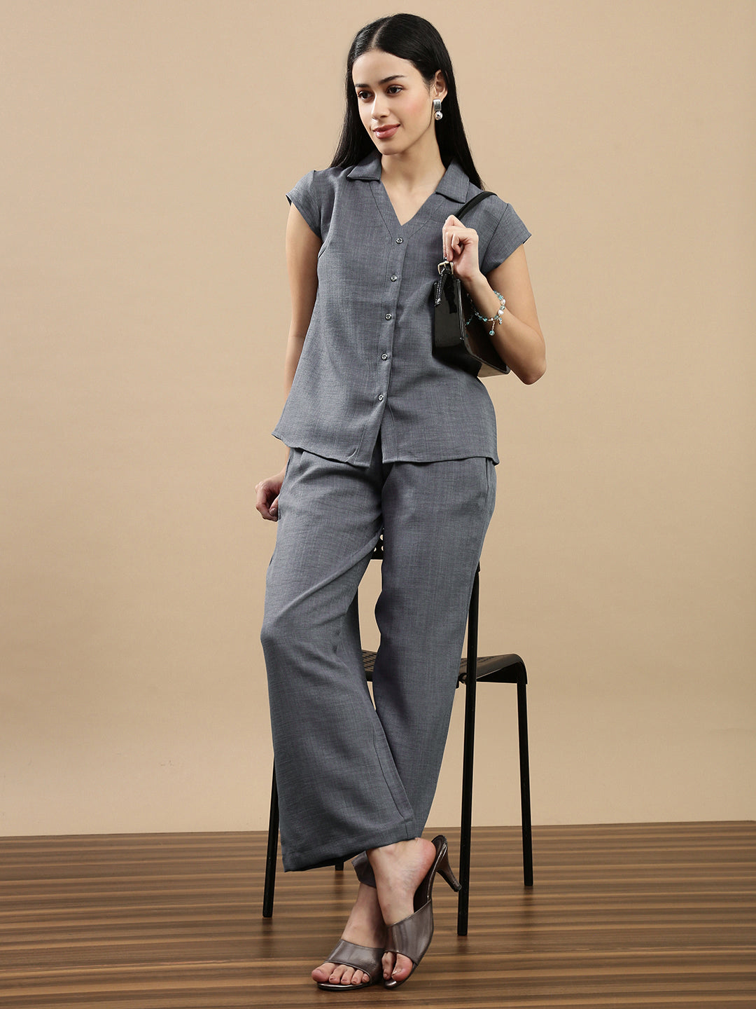 De Moza Women Casual Top Steel Grey
