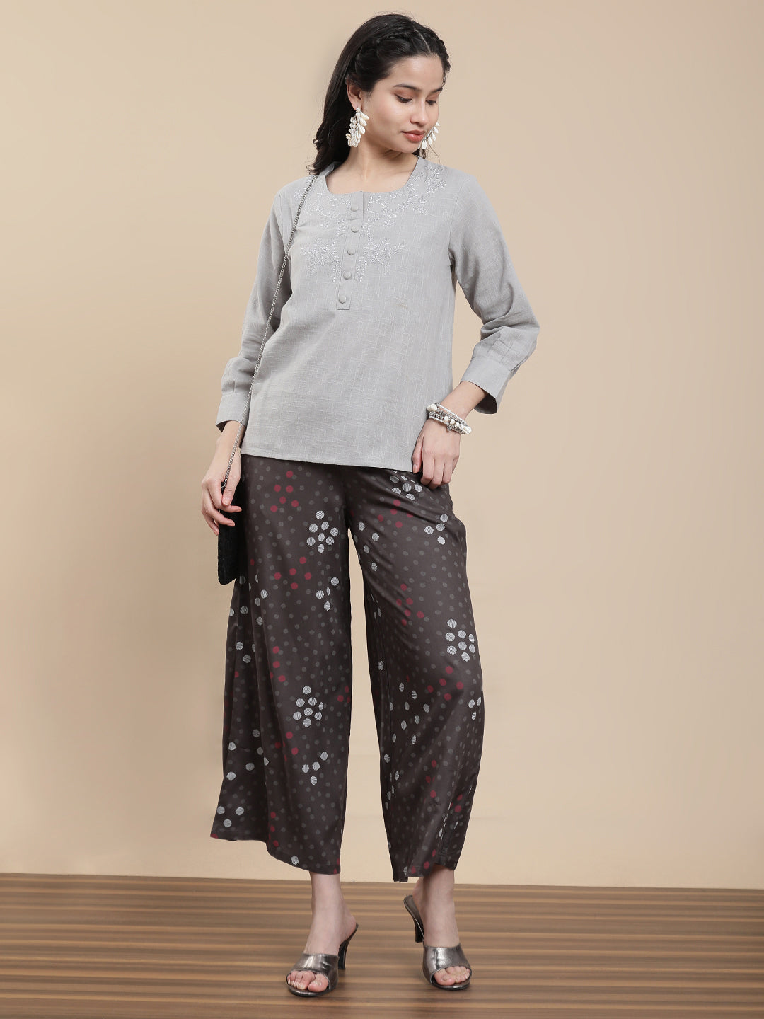 De Moza Women Casual Top Light Grey