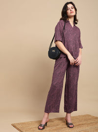 De Moza Women Kashka Set (Top & Palazzo) - Dusty Pink