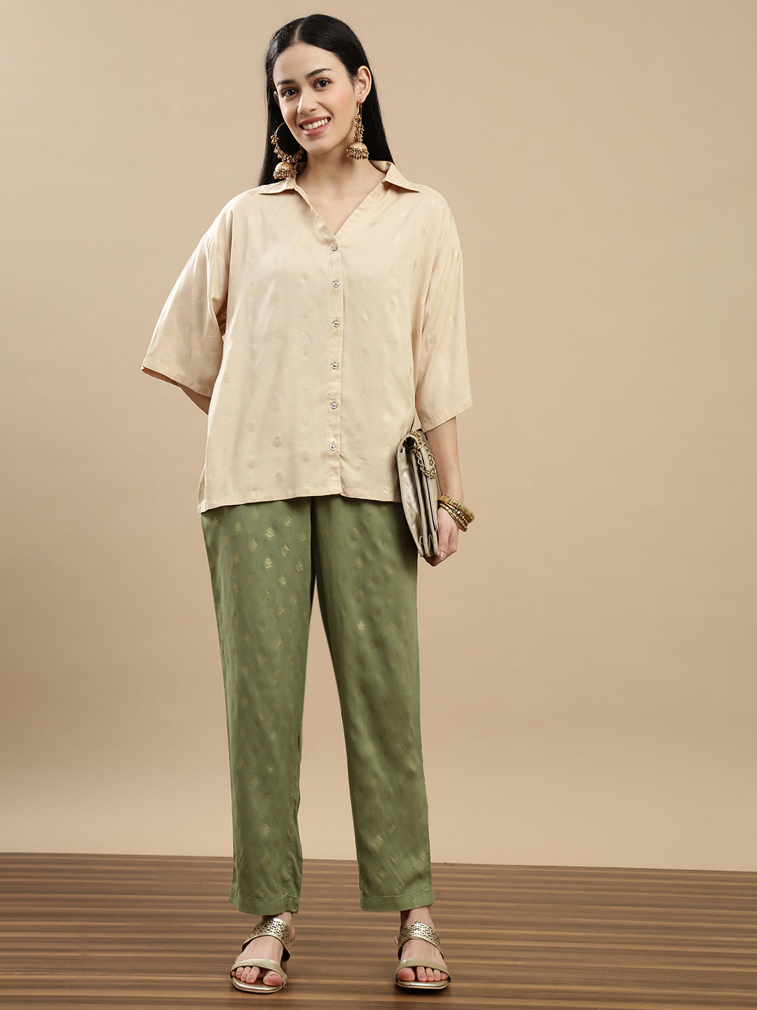 De Moza Women Festive Pants Deep Green - De Moza