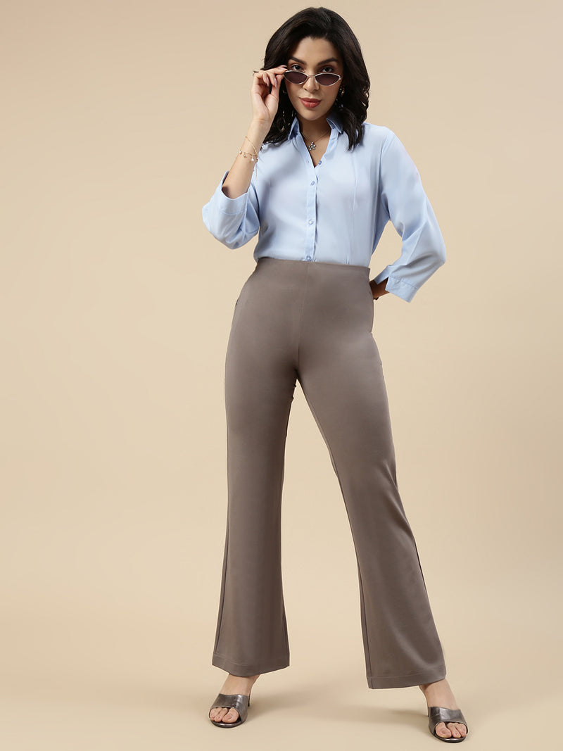 Fit & Flare Pant-Taupe - De Moza