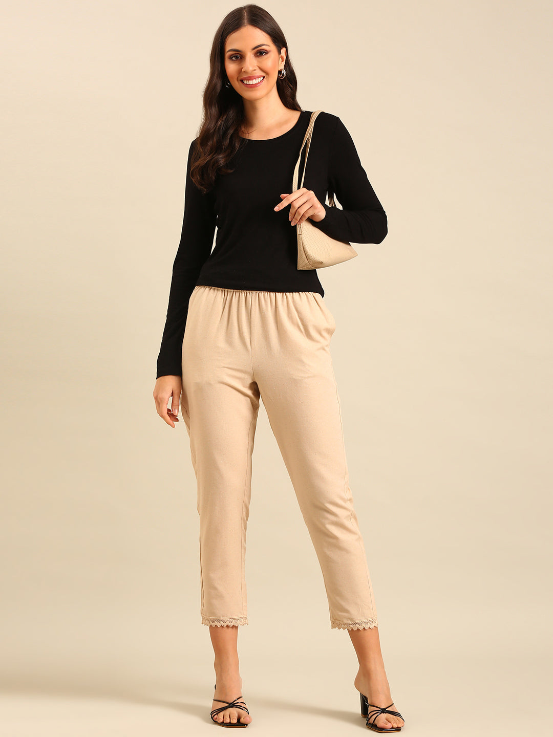 Straight Pant-Beige - De Moza