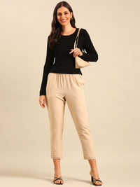 Straight Pant-Beige - De Moza
