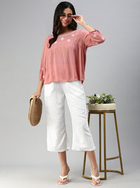 De Moza Women Crop Palazzo White